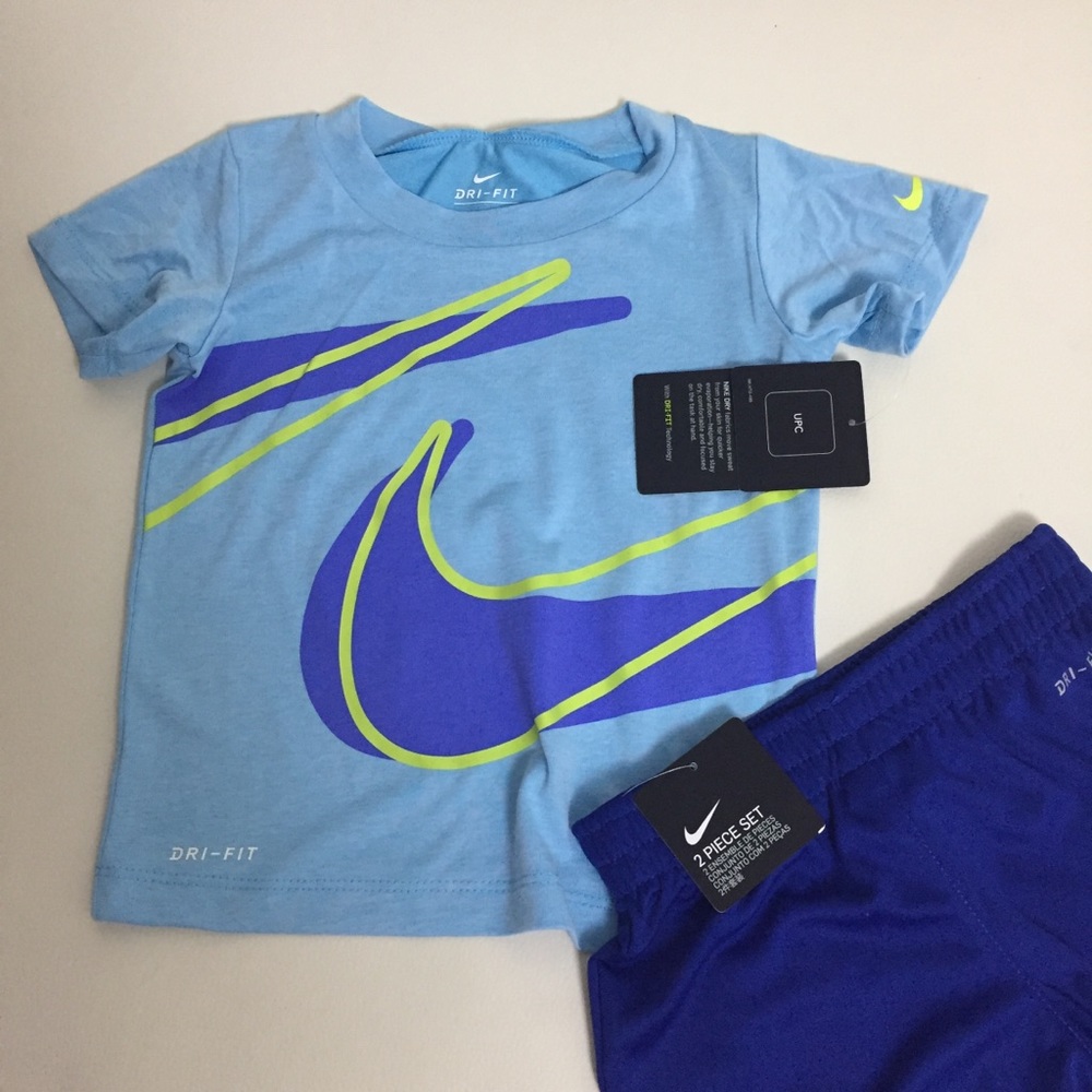 Nike Baby Boy Cute blue neon outfit shorts top - Picture 6 of 8